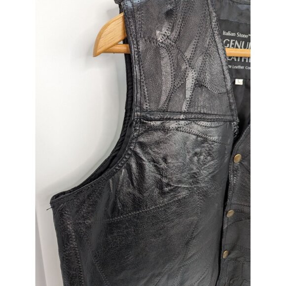 Italian Stone Design Genuine Leather Navarre Leather Company Black Vest Size L - Picture 2 of 10